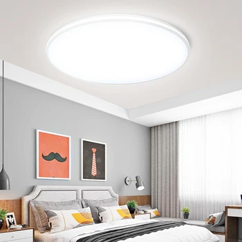 Современный потолочный светильник со светодиодной подсветкой, простая атмосфера, ультратонкие круглые комнатные лампы и фонари, лампы для внутреннего освещения в спальне для кабинета