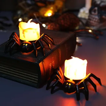 Огни в виде тыквы-паука на Хэллоуин, украшение атмосферы, светодиодные электронные свечи, светящиеся ночные огни в виде паука, украшение вечеринки