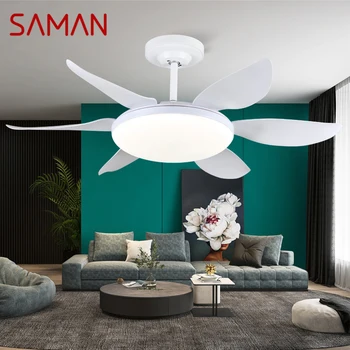 Светильник SAMAN, потолочный светильник в скандинавском стиле со светодиодной подсветкой, Современный минималистичный ресторан, гостиная, спальня, коммерческий электрический вентилятор
