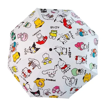 Автоматический зонт от солнца Sanrio, женский прекрасный зонт, маленький складной зонт от солнца, академия зонтиков hello kitty