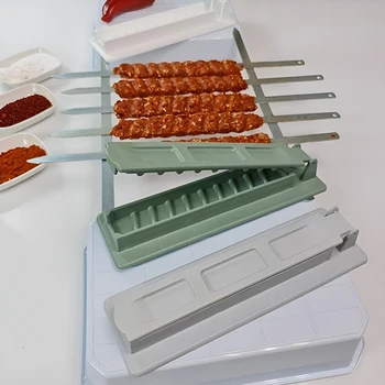Инструменты для БАРБЕКЮ Шампуры Кебаб Машина для нарезки мяса на шпажки Пресс для приготовления кебабов Многоразовый Пластиковый Гриль Производитель шампуров Кухонные Принадлежности для барбекю