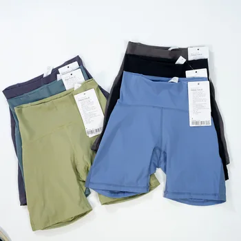 Байкерские шорты для спортзала Luluwomen с высокой талией, ощущение обнаженности с карманами, Быстросохнущие короткие штаны для йоги с пуш-апом для бега, фитнеса
