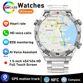 Новые мужские смарт-часы NFC ECG + PPG Bluetooth-вызов, GPS-трекер движения, компасный браслет, деловые умные часы для Huawei Watch Ultimate