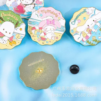 Новая брошь Sanrio Аниме Hello Kitty Kuromi Cinnamoroll Мультяшный Металлический значок My Melody Милые девочки Каваи Детские игрушки Подарки на День рождения