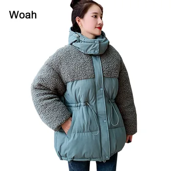 Свободная зимняя длинная куртка, новинка 2023 года, пальто с поясом из овечьей шерсти, толстая зимняя куртка-пуховик, женская парка 23112-Y