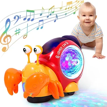 Новый Ползающий Краб, Детские Игрушки С Музыкой, Загорающиеся Интерактивные Музыкальные Игрушки Для Детей, Танцующие Игрушки Для Ползания, Движущиеся Игрушки Для Малышей 0-36 М