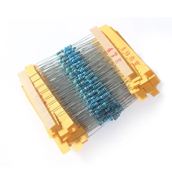 500ШТ 50 значений резистора 1/4 Вт В ассортименте, комплект металлических пленочных резисторов 1 Ом ~ 10 М, Высококачественный набор резисторов 39K 47K 56K 68K